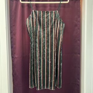 Sadie & Sage Velvet Striped Mini Dress - Green and Pink